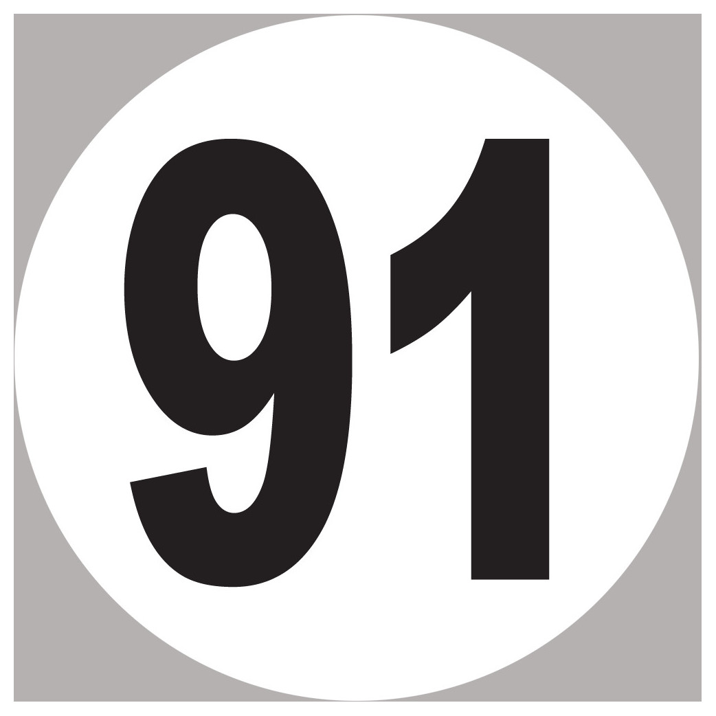 numéro 91 - 5x5cm - Sticker/autocollant