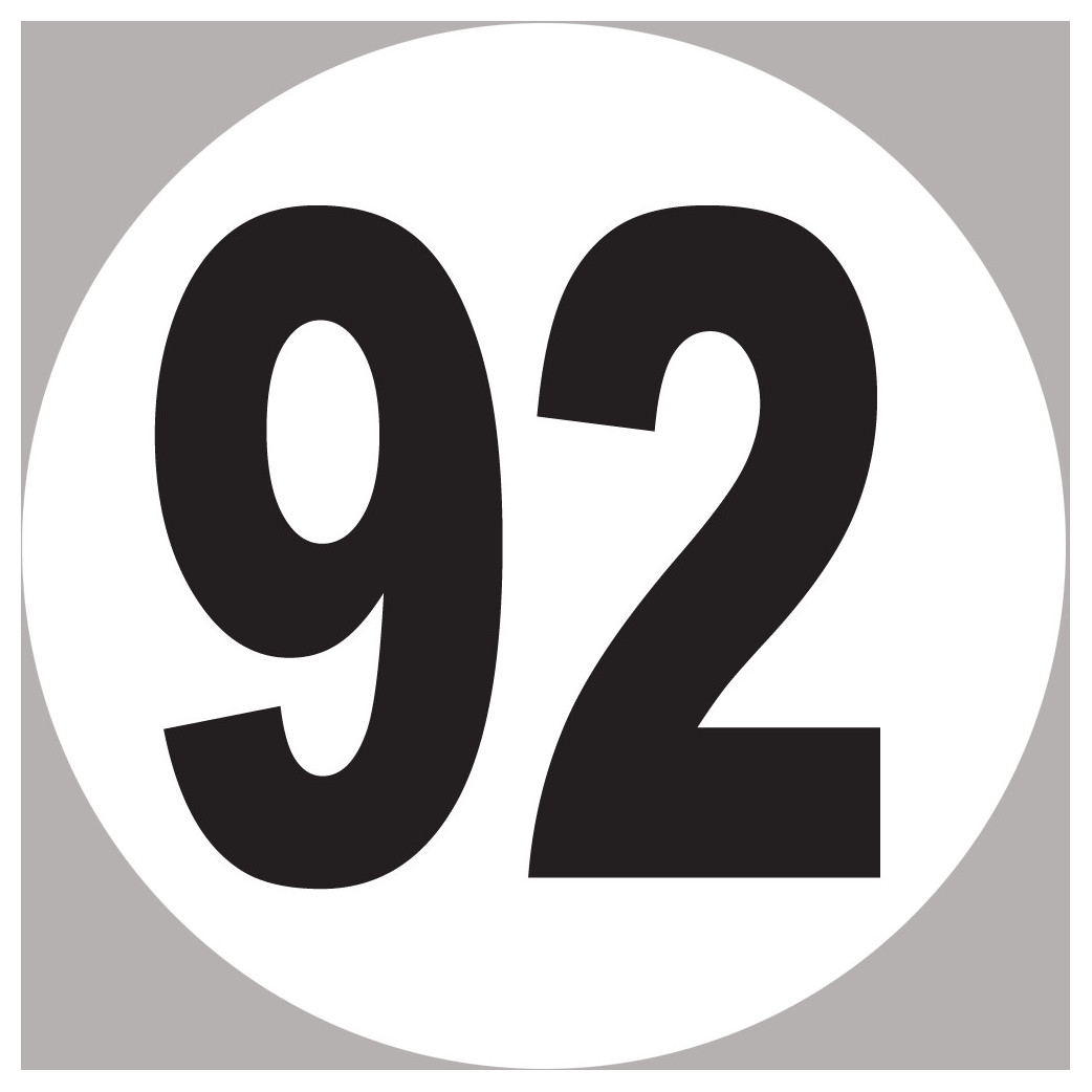 numéro 92 - 10x10cm - Sticker/autocollant