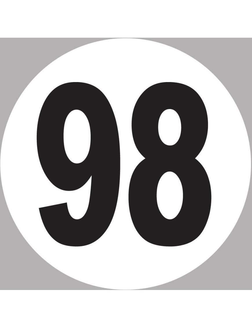 numéro 98 15x15cm Sticker/autocollant