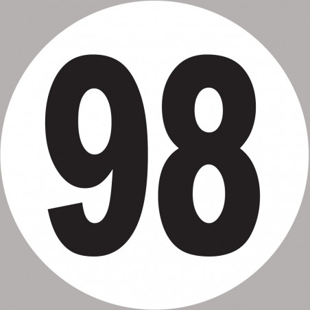 numéro 98 - 15x15cm - Sticker/autocollant numéro 98 - 15x15cm - Sticker/autocollant