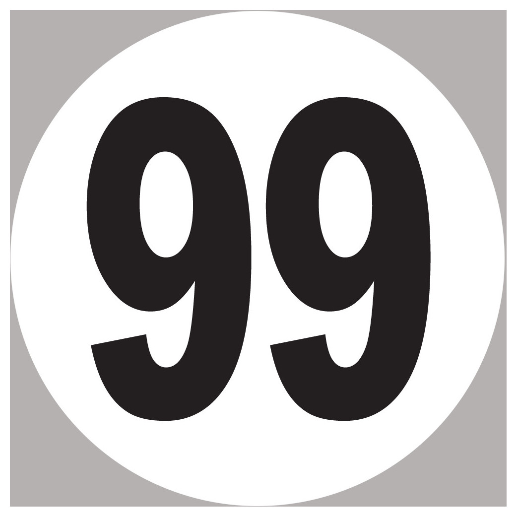 numéro 99 - 15x15cm - Sticker/autocollant