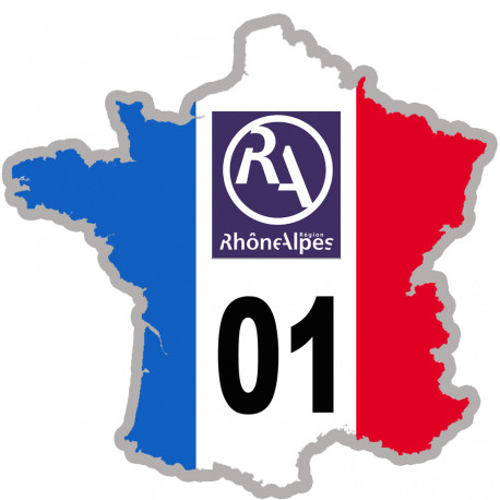 FRANCE 01 Rhône Alpes - 5x5cm - Sticker/autocollant