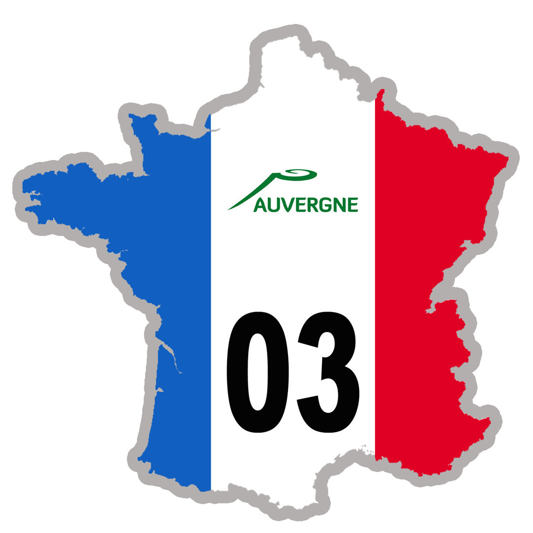 FRANCE 03 Auvergne - 20x20cm - Sticker/autocollant