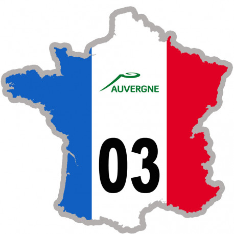 FRANCE 03 Auvergne - 20x20cm - Sticker/autocollant