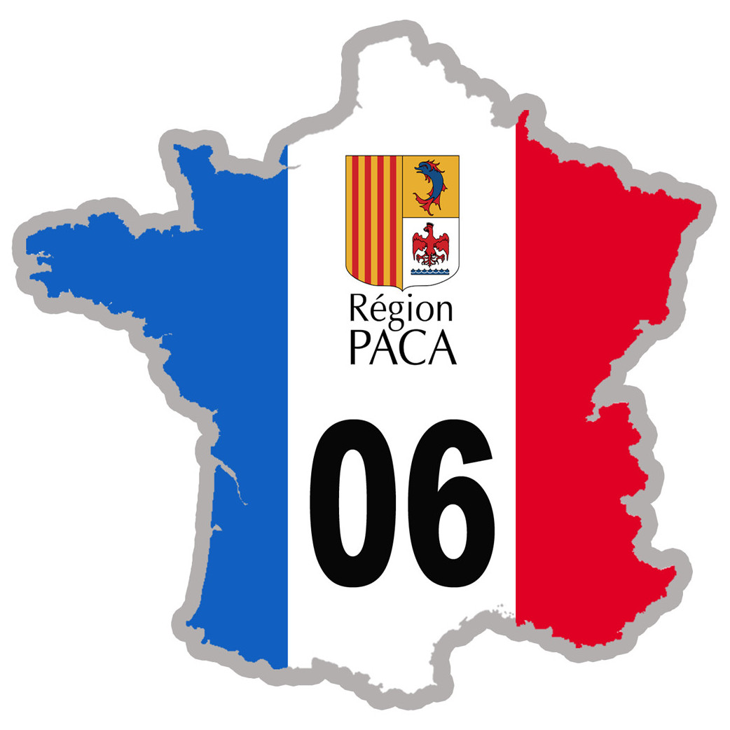 FRANCE 06 Région PACA - 10x10cm - Sticker/autocollant