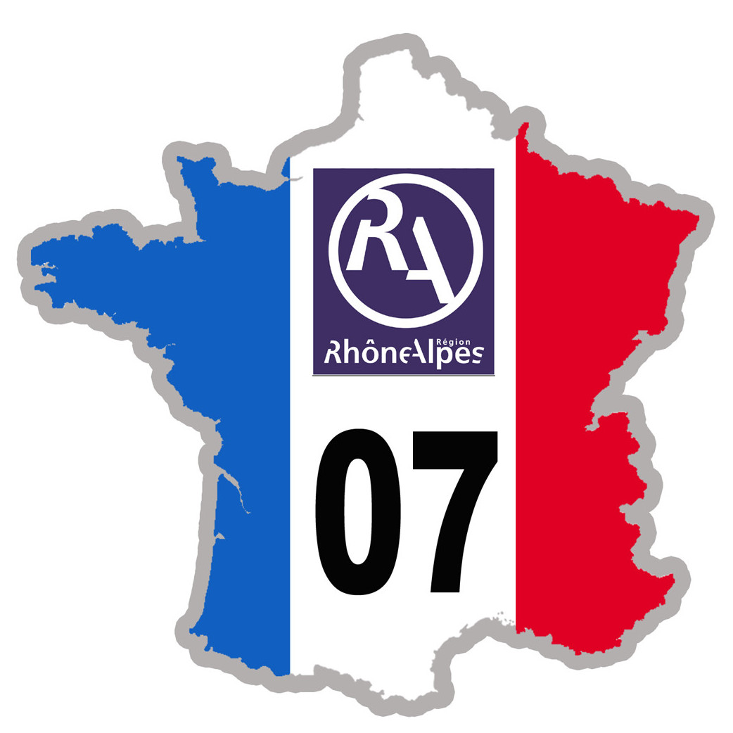FRANCE 07 Rhône Alpes - 10x10cm - Sticker/autocollant
