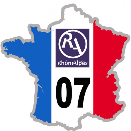 FRANCE 07 Région Rhône Alpes - 15x15cm - Sticker/autocollant