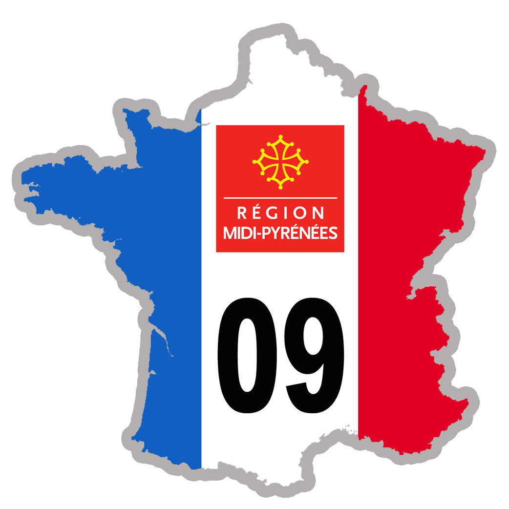 FRANCE 09 Midi Pyrénées - 15x15cm - Sticker/autocollant