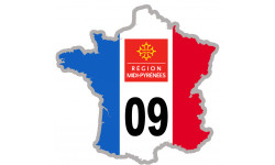 FRANCE 09 Région Midi Pyrénées - 20x20cm - Sticker/autocollant