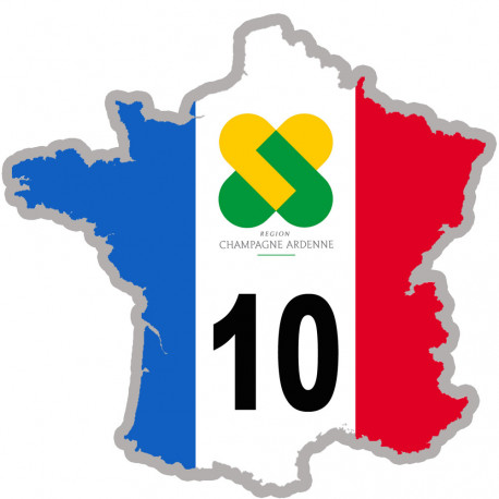 FRANCE 10 Région Champagne - 20x20cm - Sticker/autocollant