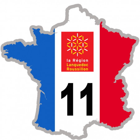 FRANCE 11 de l'Aude - 5x5cm - Sticker/autocollant FRANCE 11 de l'Aude - 5x5cm - Sticker/autocollant