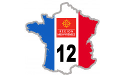 FRANCE 12 Midi Pyrénées - 20x20cm - Sticker/autocollant