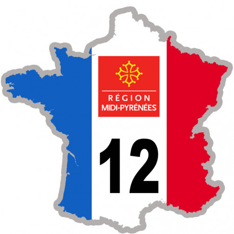 FRANCE 12 Région Midi Pyrénées - 20x20cm - Sticker/autocollant
