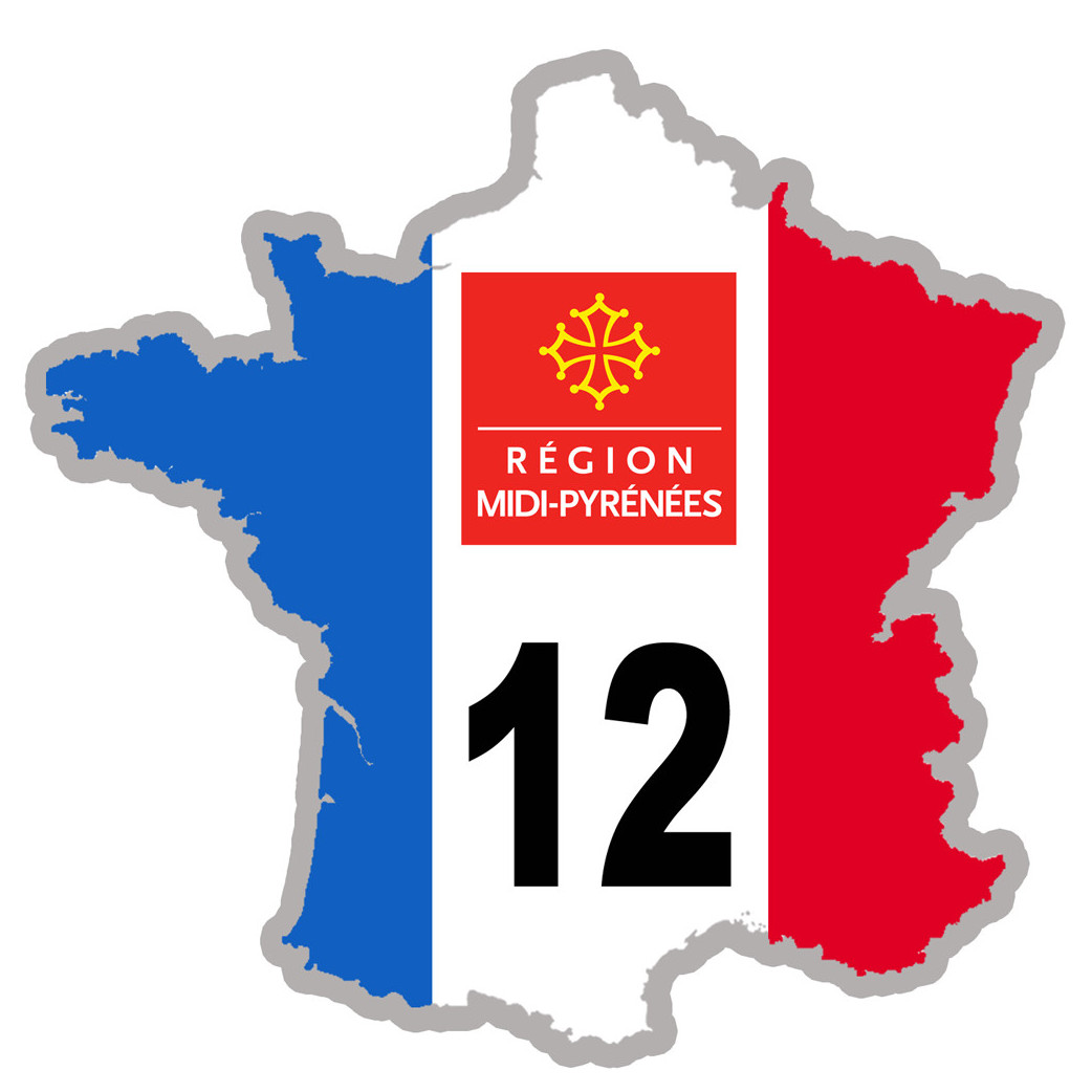 FRANCE 12 Midi Pyrénées - 10x10cm - Sticker/autocollant