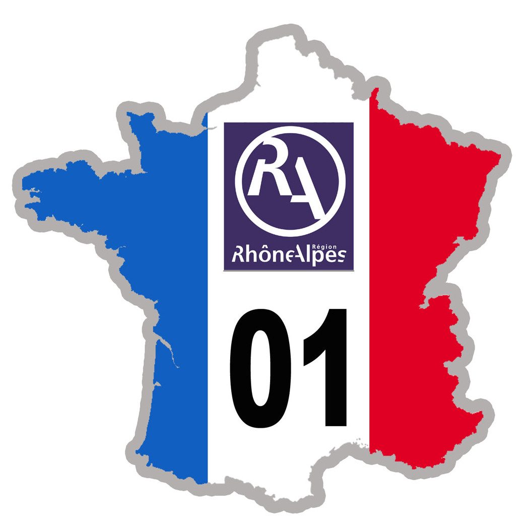 FRANCE 01 Rhône Alpes - 10x10cm - Sticker/autocollant
