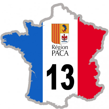 FRANCE 13 Région PACA - 15x15cm - Sticker/autocollant