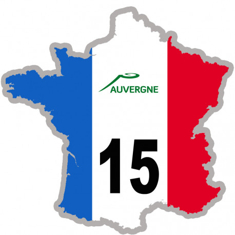 FRANCE 15 Région Auvergne - 20x20cm - Sticker/autocollant
