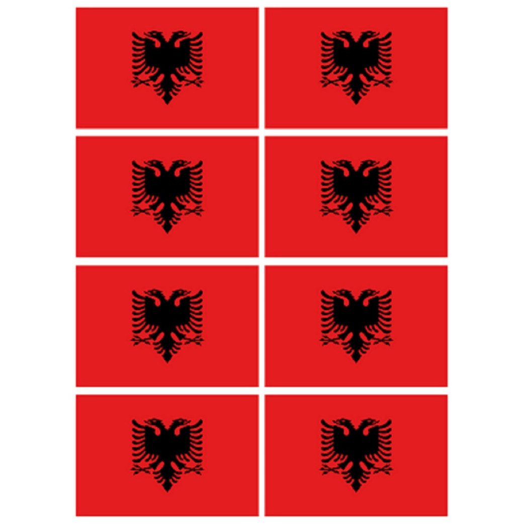 Drapeau Albanie (8 fois 9.5x6.3 cm) - Sticker/autocollant