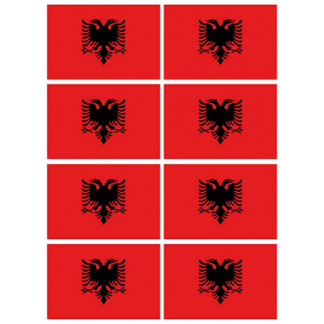 Drapeau Albanie (8 fois 9.5x6.3 cm) - Sticker/autocollant