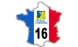FRANCE 16 Charente - 10x10cm - Sticker/autocollant