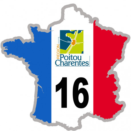 FRANCE 16 Charente - 10x10cm - Sticker/autocollant