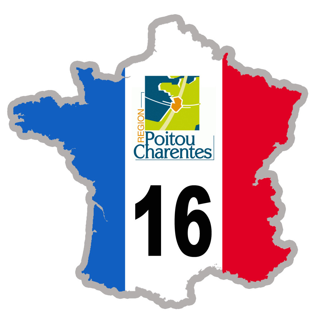 FRANCE 16 de la Charente - 5x5cm - Sticker/autocollant