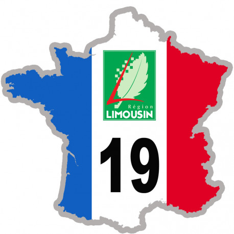 FRANCE 19 région Limousin - 15x15cm - Sticker/autocollant