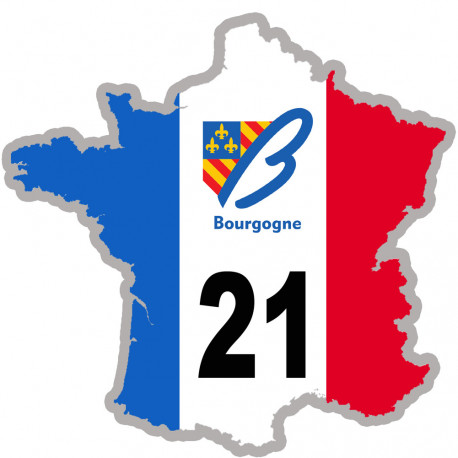 FRANCE 21 région Bourgogne - 20x20cm - Sticker/autocollant