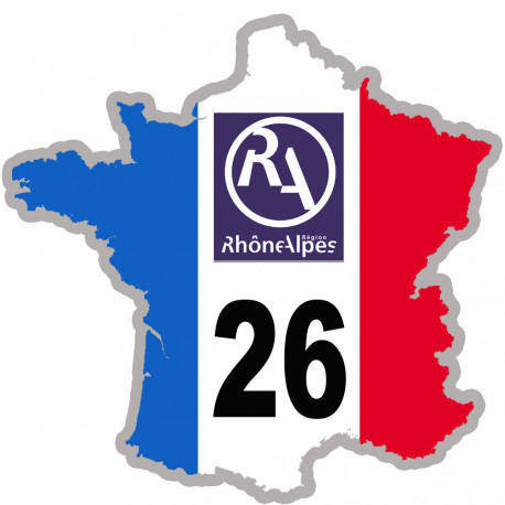 FRANCE 26 Rhône Alpes - 15x15cm - Sticker/autocollant