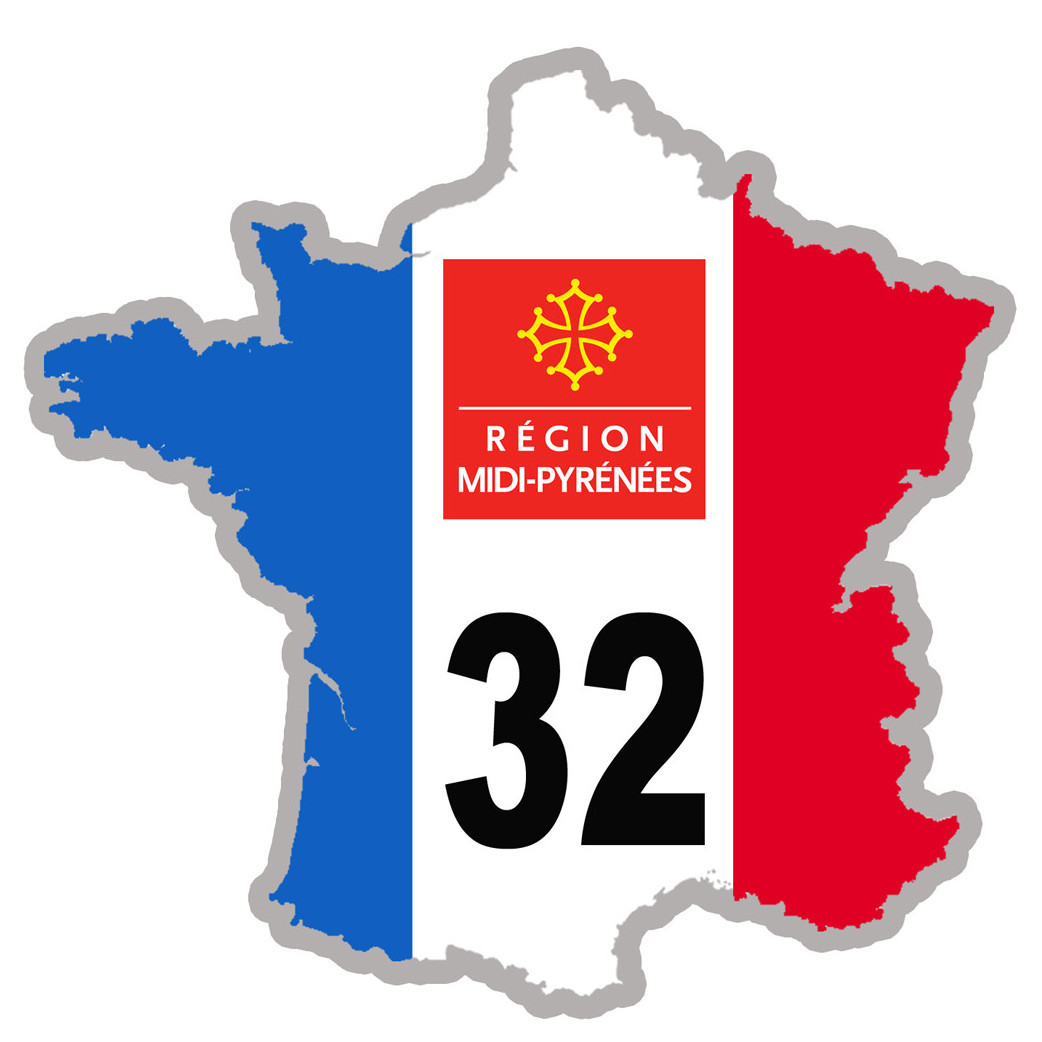 FRANCE 32 Midi Pyrénées - 5x5cm - Sticker/autocollant