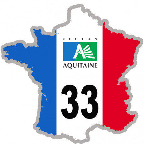 FRANCE 33 Aquitaine - 15x15cm - Sticker/autocollant
