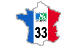 FRANCE 33 région Aquitaine - 20x20cm - Sticker/autocollant