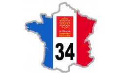 FRANCE 34 Languedoc Roussillon - 10x10cm - Sticker/autocollant