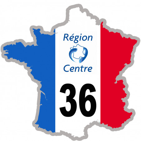 Sticker / autocollant : FRANCE 36 région Centre - 10x10cm