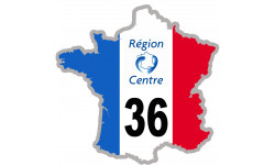 Sticker / autocollant : FRANCE 36 région Centre - 20x20cm