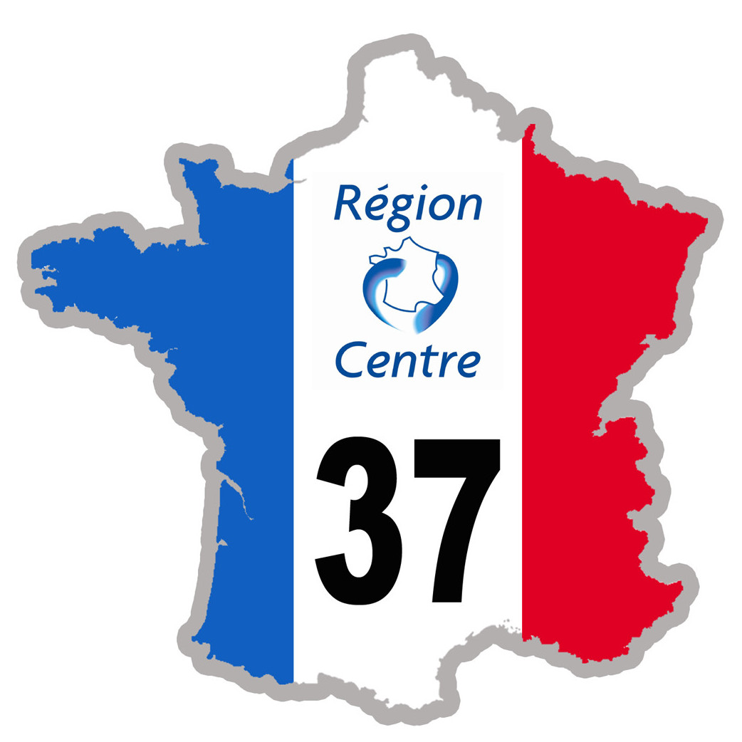 FRANCE 37 région Centre - 15x15cm - Sticker/autocollant