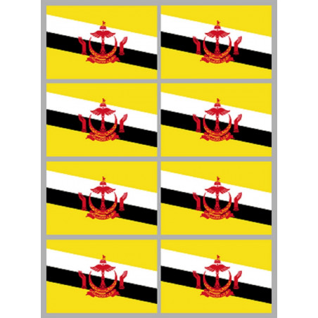 Drapeau Brunei (8 fois 9.5x6.3cm) - Sticker/autocollant