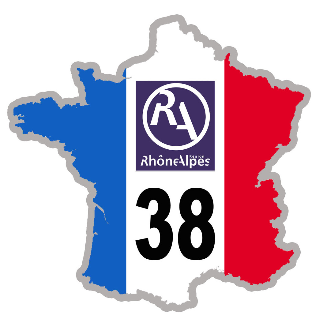 FRANCE 38 Rhône Alpes - 15x15cm - Sticker/autocollant