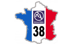 FRANCE 38 Rhône Alpes - 15x15cm - Sticker/autocollant