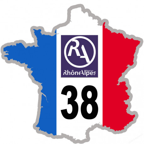 FRANCE 38 Rhône Alpes - 20x20cm - Sticker/autocollant