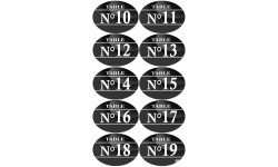 Numéros table de restaurant de 10 à 19 (10 fois 7x5cm) - Sticker/autocollant