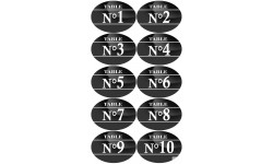 Numéros table de restaurant de 1 à 10 (10 fois 7x5cm) - Sticker/autocollant