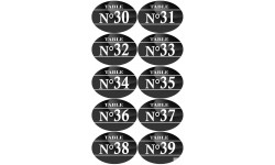 Numéros table de restaurant de 30 à 39 (10 fois 7x5cm) - Sticker/autocollant
