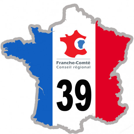 FRANCE 39 Région Franche Comté (20x20cm) - Sticker/autocollant