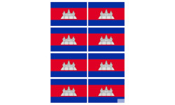 Drapeau Cambodge (8 fois 9.5x6.3cm) - Sticker/autocollant