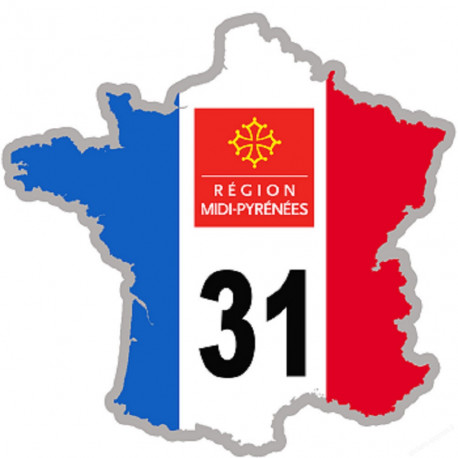 FRANCE 31 Midi Pyrénées - 10x10cm - Sticker/autocollant