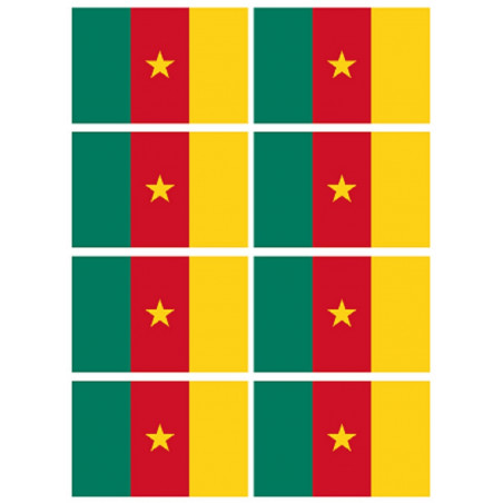 Drapeau Cameroun (8 fois 9.5x6.3cm) - Sticker/autocollant