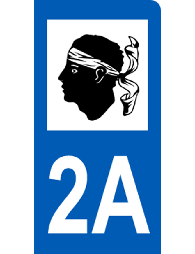 immatriculation motard département 2A Corse (6x3cm) - Sticker/autocollant