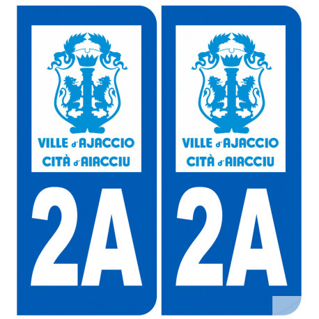 immatriculation Ajaccio (2fois 10.2x4.6cm) - Sticker/autocollant