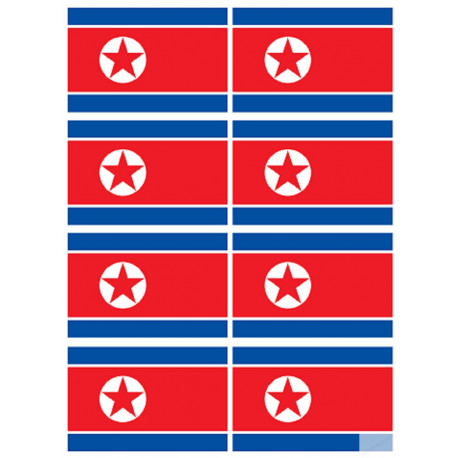Drapeau Corée du Nord - 8 stickers (9.5x6.3cm) - Sticker/autocollant